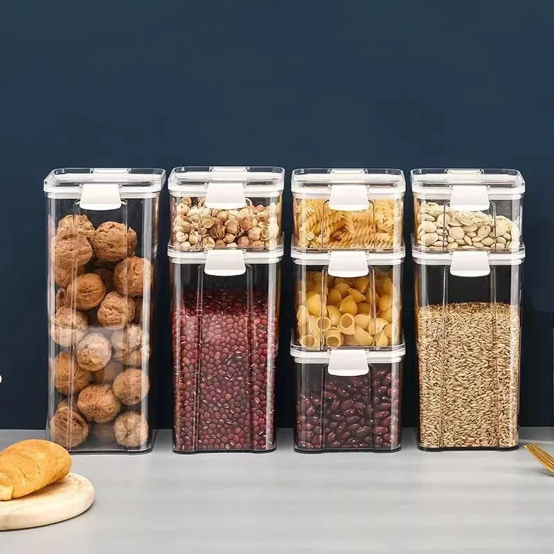 Plastic Food Storage Containers with Lid, Jars for Bulk Cereals, Kitchen Organizers, Pantry Organizer, Home Set