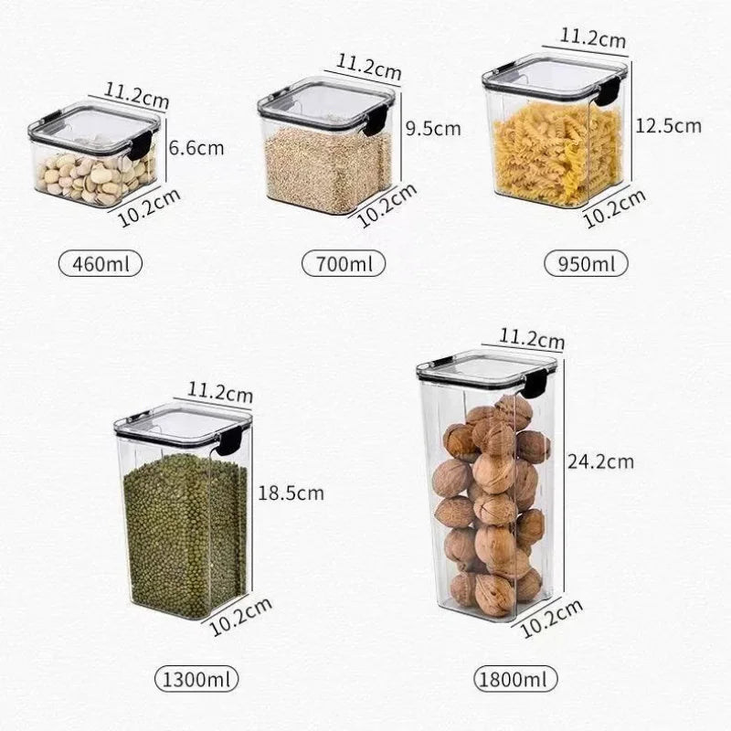 Plastic Food Storage Containers with Lid, Jars for Bulk Cereals, Kitchen Organizers, Pantry Organizer, Home Set
