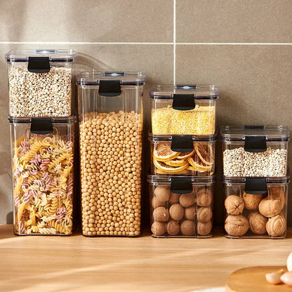 Plastic Food Storage Containers with Lid, Jars for Bulk Cereals, Kitchen Organizers, Pantry Organizer, Home Set